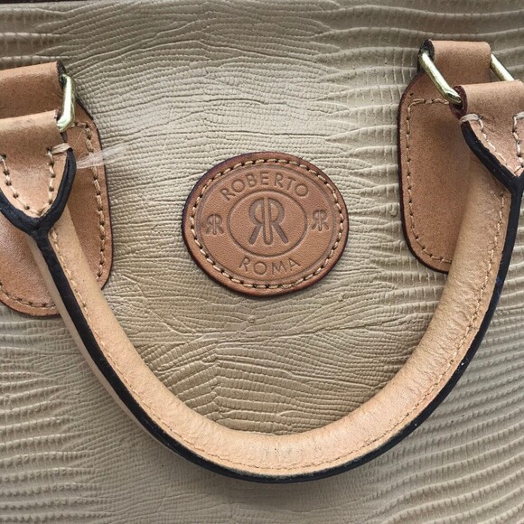 Vintage ROBERTO ROMA Italy Purse Brown Reptile Leather 2 Handle HandBag Satchel - Picture 2 of 9